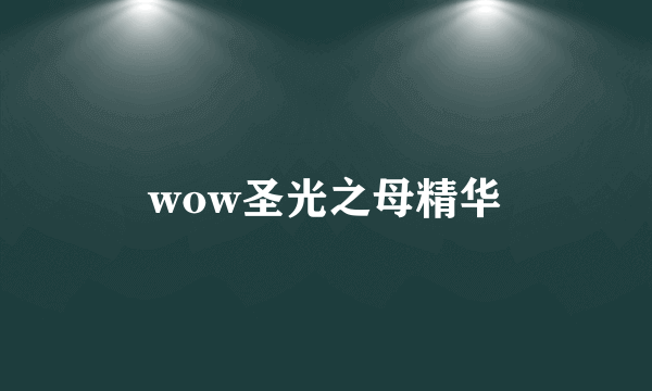 wow圣光之母精华