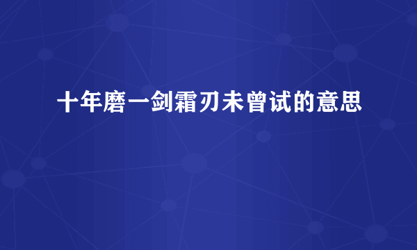 十年磨一剑霜刃未曾试的意思