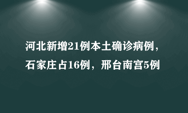 河北新增21例本土确诊病例，石家庄占16例，邢台南宫5例