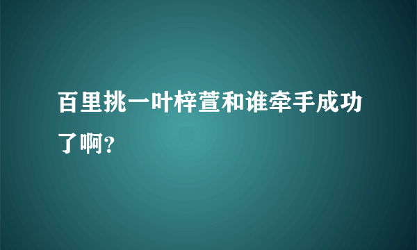 百里挑一叶梓萱和谁牵手成功了啊？