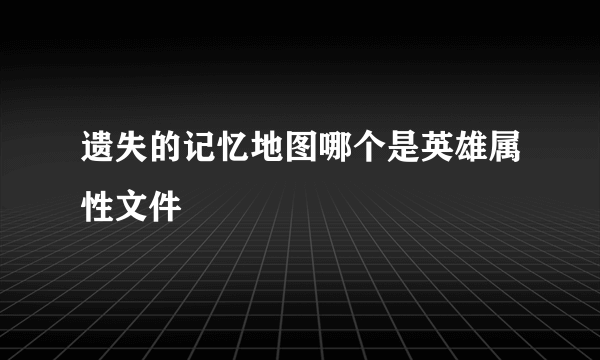 遗失的记忆地图哪个是英雄属性文件