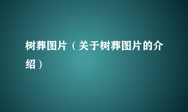 树葬图片（关于树葬图片的介绍）