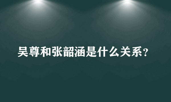 吴尊和张韶涵是什么关系？