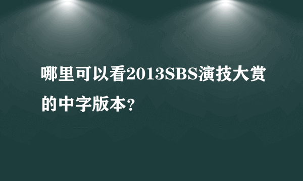 哪里可以看2013SBS演技大赏的中字版本？