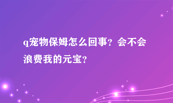 q宠物保姆怎么回事？会不会浪费我的元宝？