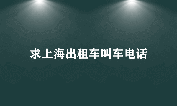 求上海出租车叫车电话