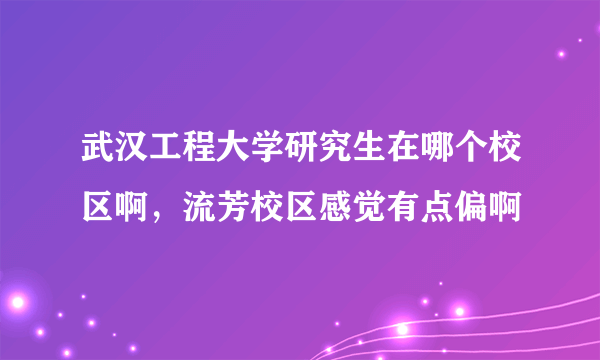 武汉工程大学研究生在哪个校区啊，流芳校区感觉有点偏啊