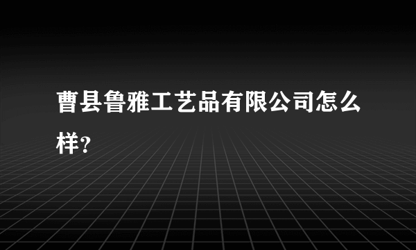 曹县鲁雅工艺品有限公司怎么样？