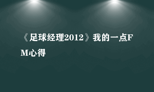 《足球经理2012》我的一点FM心得