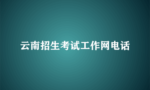 云南招生考试工作网电话