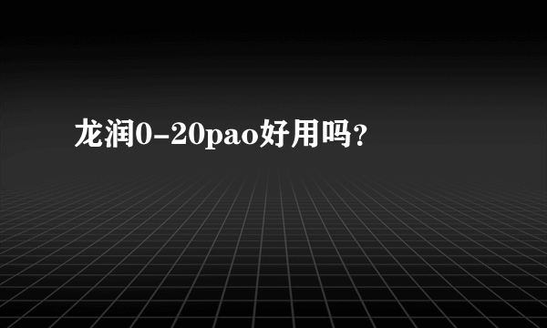 龙润0-20pao好用吗？