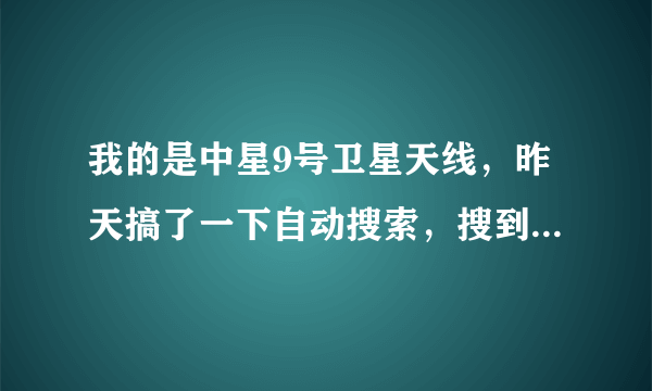 我的是中星9号卫星天线，昨天搞了一下自动搜索，搜到了还是46个台，可是原先好多台看不到了。有办法恢复吗