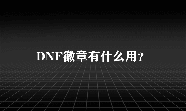 DNF徽章有什么用？