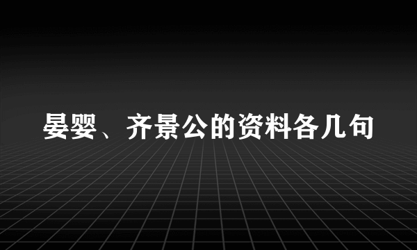 晏婴、齐景公的资料各几句