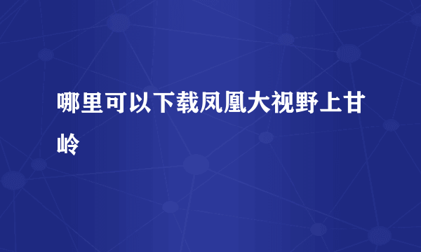 哪里可以下载凤凰大视野上甘岭