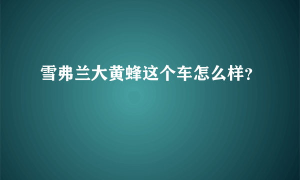 雪弗兰大黄蜂这个车怎么样？