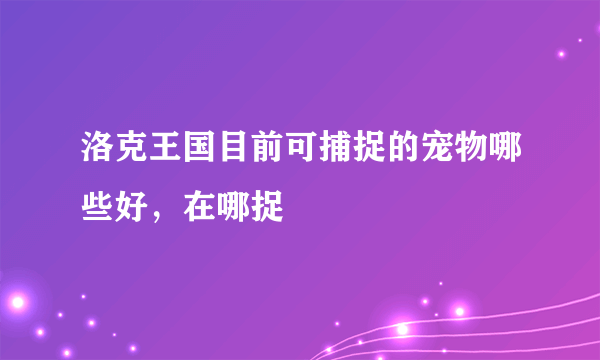 洛克王国目前可捕捉的宠物哪些好，在哪捉