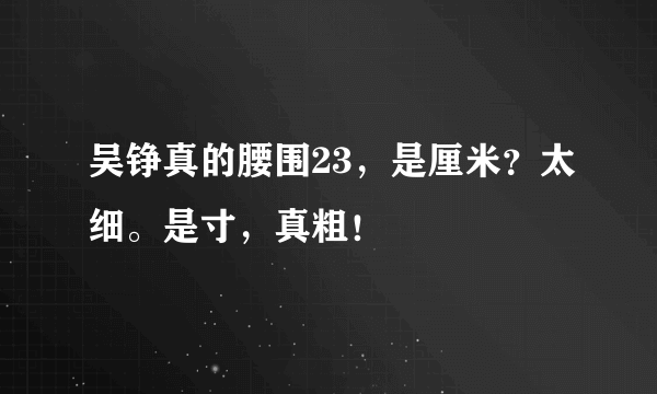 吴铮真的腰围23，是厘米？太细。是寸，真粗！