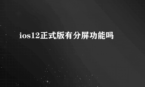 ios12正式版有分屏功能吗