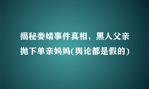 揭秘娄婧事件真相，黑人父亲抛下单亲妈妈(舆论都是假的)