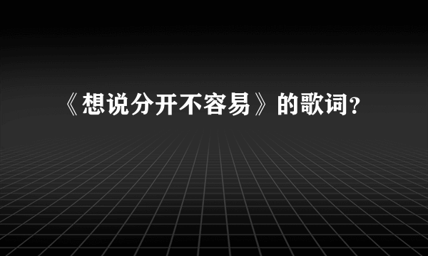 《想说分开不容易》的歌词？