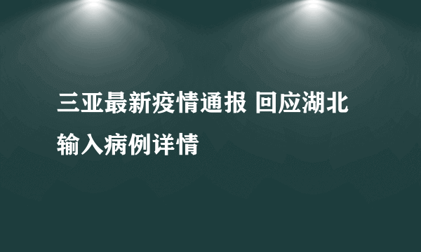 三亚最新疫情通报 回应湖北输入病例详情