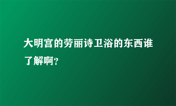 大明宫的劳丽诗卫浴的东西谁了解啊？