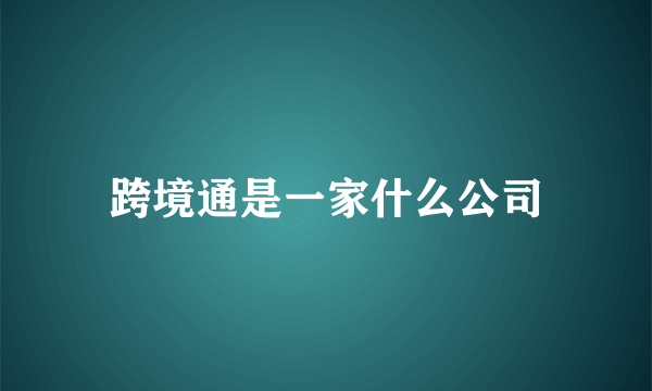 跨境通是一家什么公司