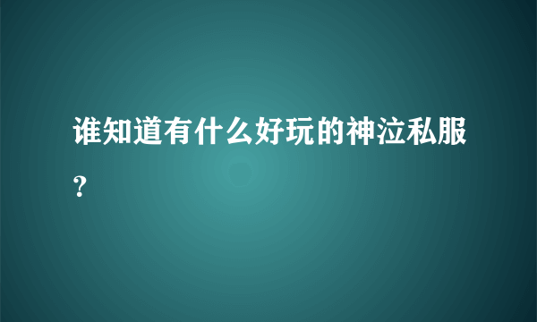 谁知道有什么好玩的神泣私服？