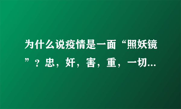 为什么说疫情是一面“照妖镜”？忠，奸，害，重，一切显示出来？