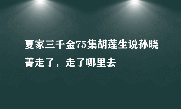 夏家三千金75集胡莲生说孙晓菁走了，走了哪里去