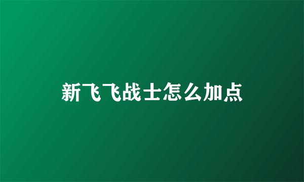 新飞飞战士怎么加点