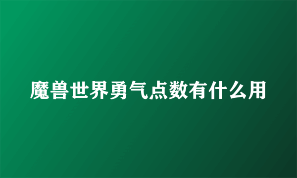 魔兽世界勇气点数有什么用