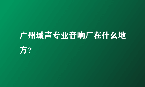 广州域声专业音响厂在什么地方？