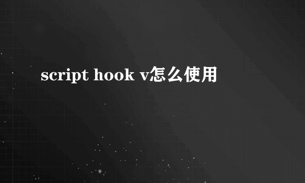 script hook v怎么使用