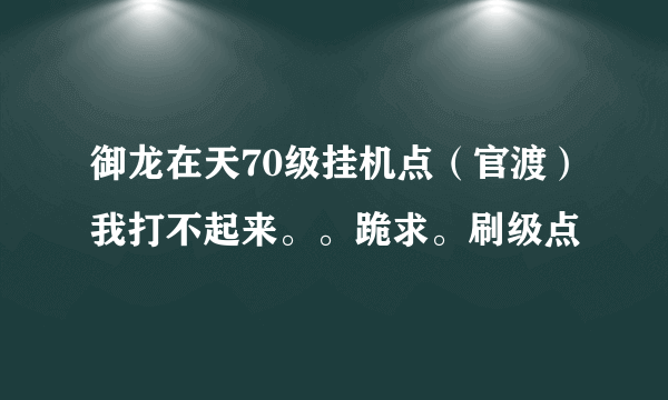 御龙在天70级挂机点（官渡）我打不起来。。跪求。刷级点