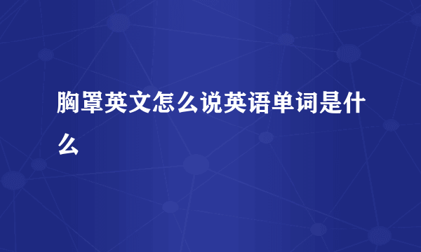 胸罩英文怎么说英语单词是什么