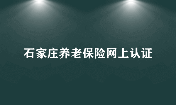 石家庄养老保险网上认证