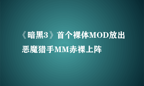 《暗黑3》首个裸体MOD放出 恶魔猎手MM赤裸上阵