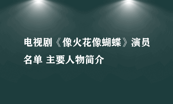 电视剧《像火花像蝴蝶》演员名单 主要人物简介