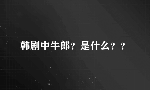 韩剧中牛郎？是什么？？