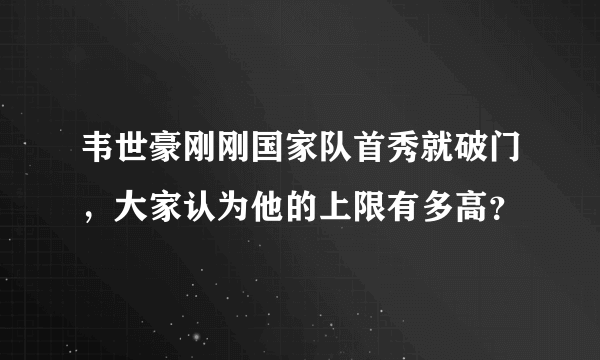 韦世豪刚刚国家队首秀就破门，大家认为他的上限有多高？