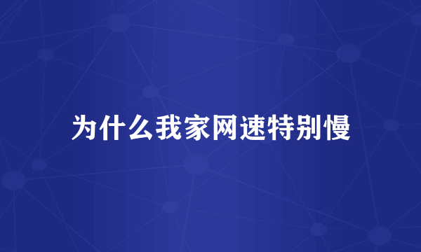 为什么我家网速特别慢