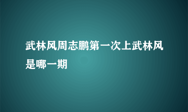 武林风周志鹏第一次上武林风是哪一期