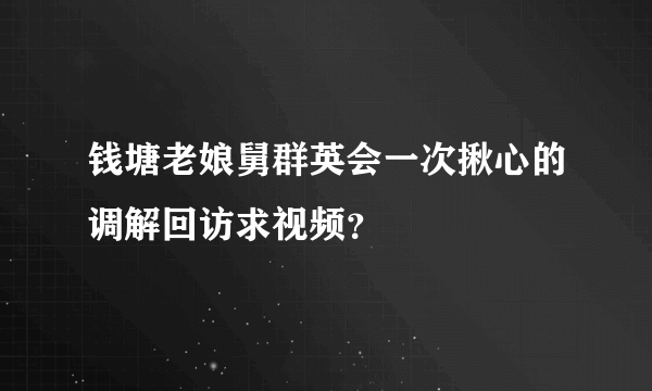 钱塘老娘舅群英会一次揪心的调解回访求视频？