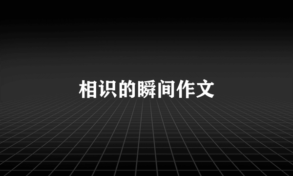 相识的瞬间作文