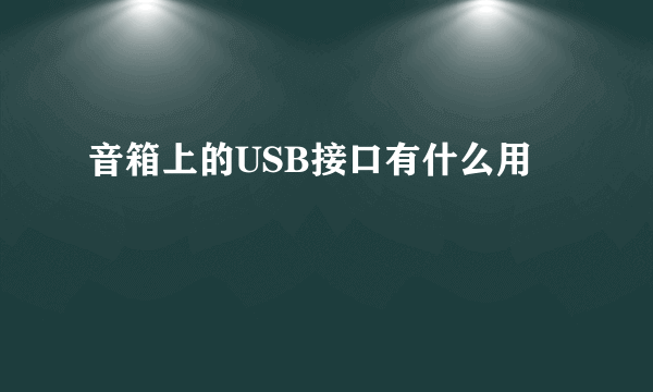 音箱上的USB接口有什么用