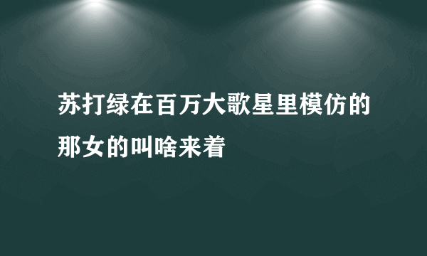 苏打绿在百万大歌星里模仿的那女的叫啥来着