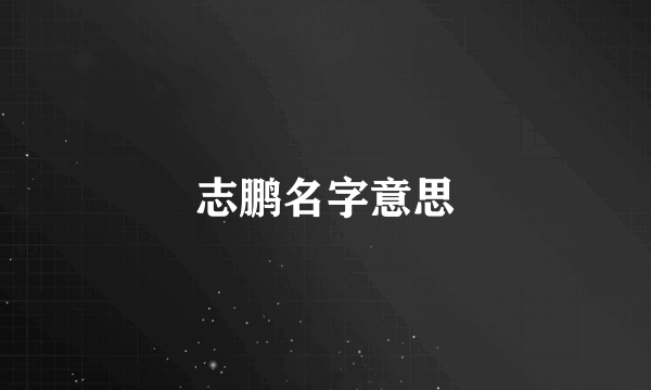 志鹏名字意思