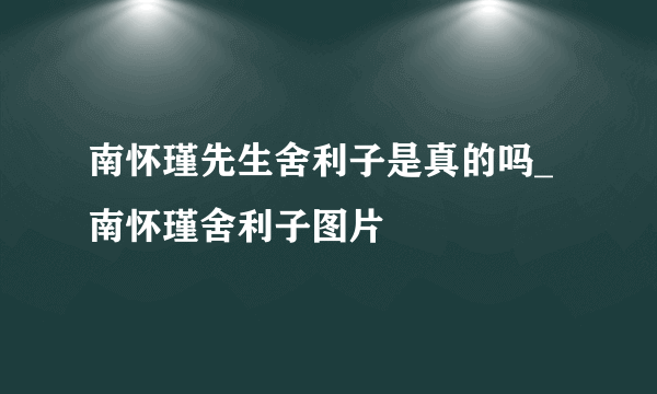 南怀瑾先生舍利子是真的吗_南怀瑾舍利子图片